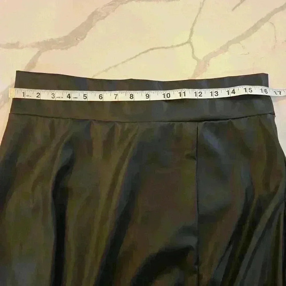 Womens Faux Leather Front Slit Maxi A Line Skirt Black Size XL - Picture 8 of 9